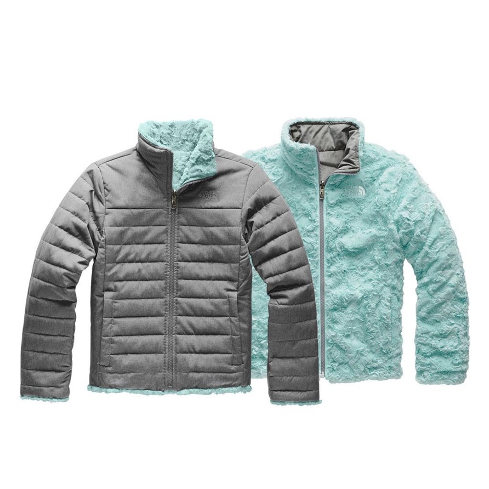 The North Face Light Gray Jacket with Mint Accents
